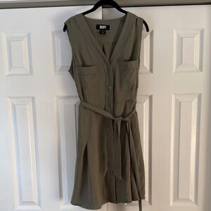 DKNY Khaki Sleeveless Mini Dress